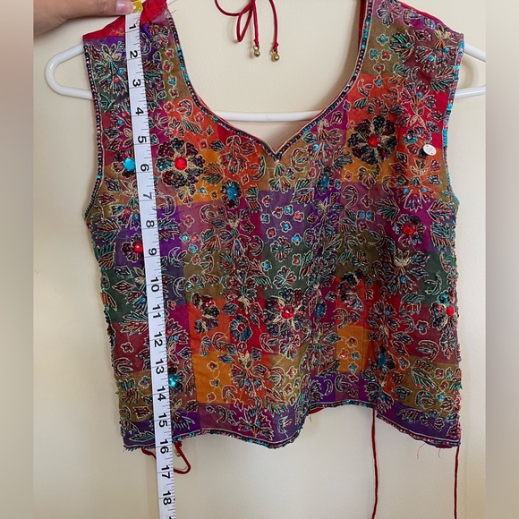 Red and Teal Lehenga - Three Pieces (Blouse, Lehenga Skirt, and Dupatta) - Picture 4 of 11